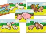 Wooden Puzzle My First Animals – Farm, 6 puzzles with 3 pieces each