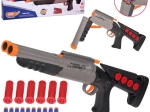 Kids’ double-barrel foam shotgun with shells and suction-tip darts