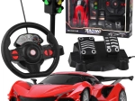 RC sports car with steering wheel, pedals and traffic light 1:16