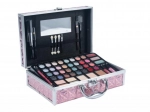 Pink medium makeup case with complete makeup set