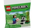 Konstruktorius Minecraft Steve ir maža panda