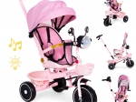 Rožinis vaikiškas triratis vežimėlis su pasukama sėdyne ir tėvų stūmimo rankena ECOTOYS