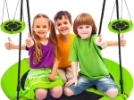 Sodo lizdinė sūpynė 100 cm, žalia–juoda, keliamoji galia 150 kg