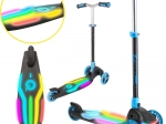 EVO vaikiškas triratukas paspirtukas Rainbow Blast su LED platforma, sulankstomas ir reguliuojamo aukščio, mėlynas